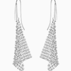 FIT PIERCED EARRINGS, WHITE, RHODIUM PLATED
